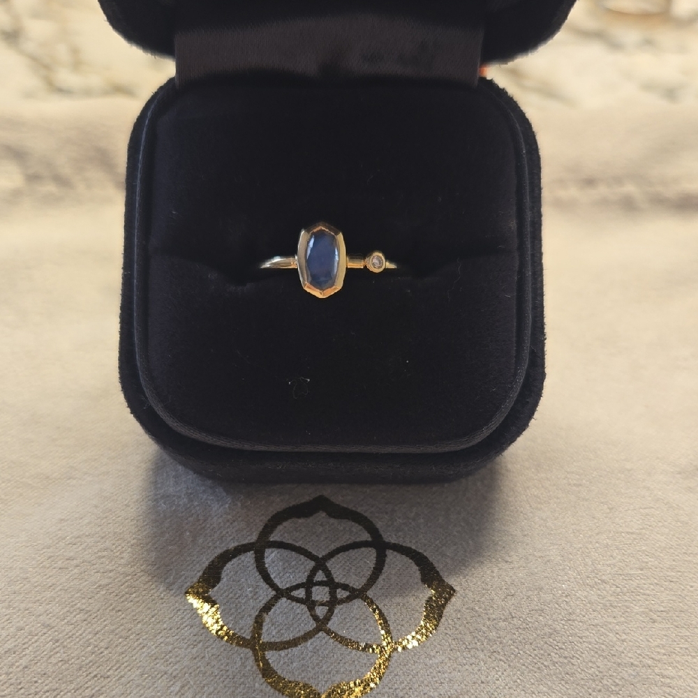 Kendra Scott Chastain Ring 14K Yellow Gold & Moonstone with Diamond Accent